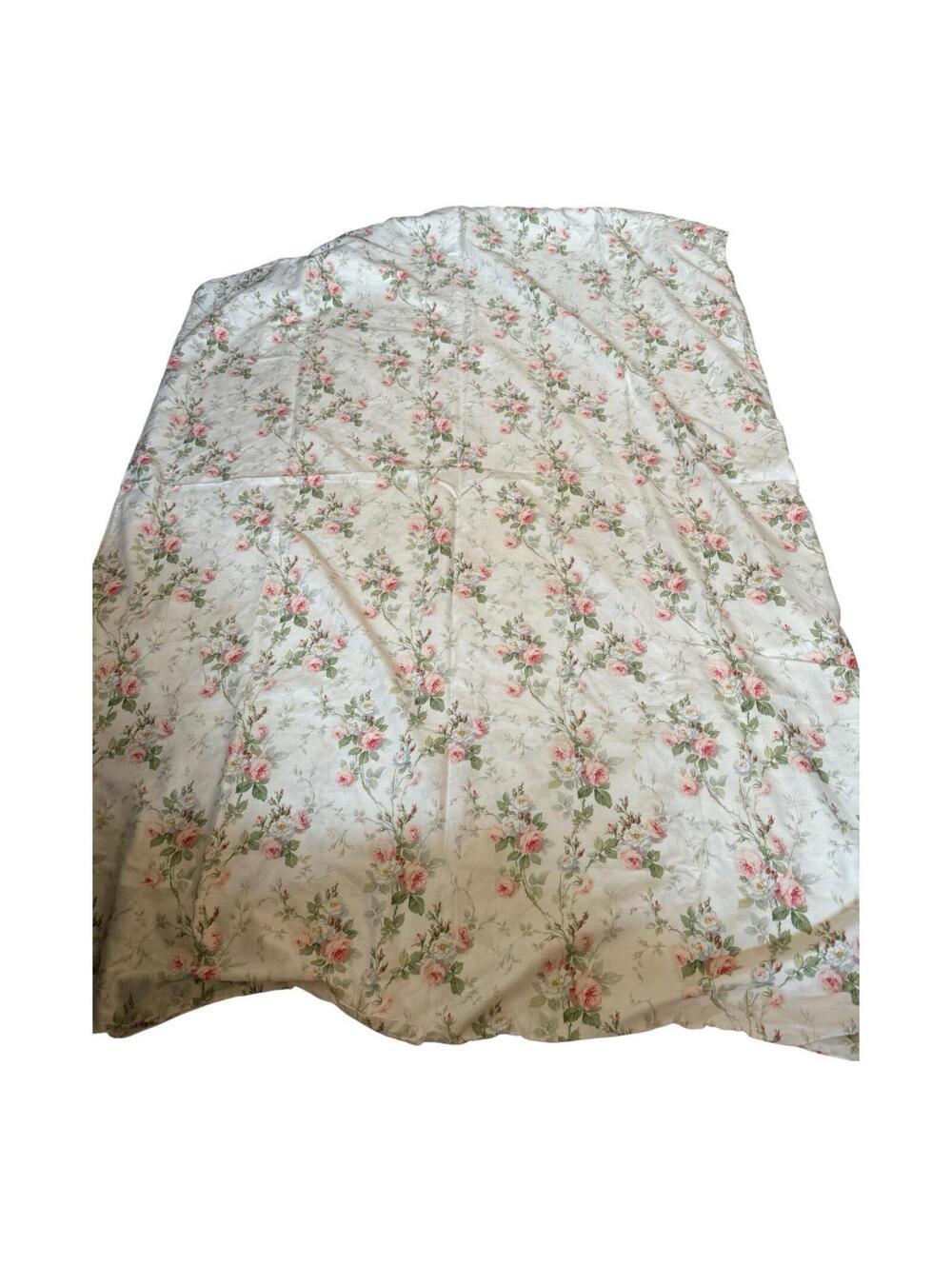 Ralph Lauren Meadow Way Twin Duvet Cover-Pink Roses on White-Cottage-Cotton 1990
